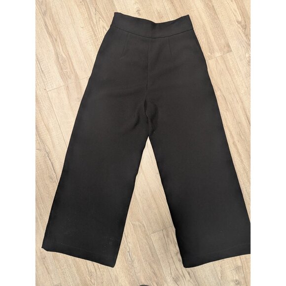 ZARA WOMAN Black High Waist Wide Leg Pants XS | Minimalist Elegant Trousers - Picture 2 of 9